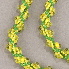 Spiral stitch with drop beads Lemon Lime